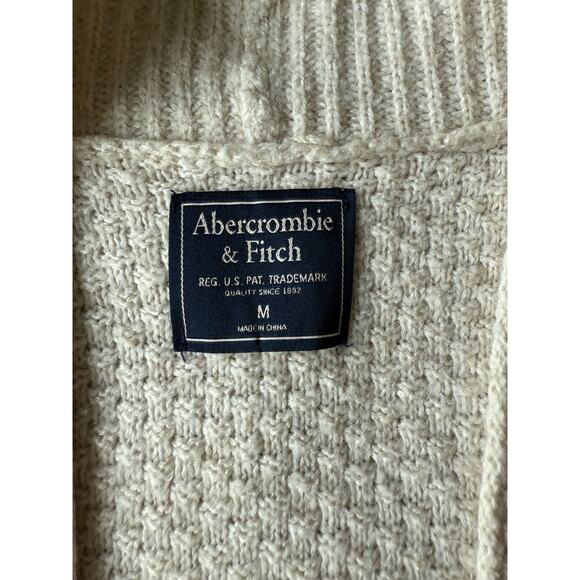 Abercrombie & Fitch Women’s Cozy Texture Knit Open Shawl Cardigan Cream Medium - Picture 6 of 11